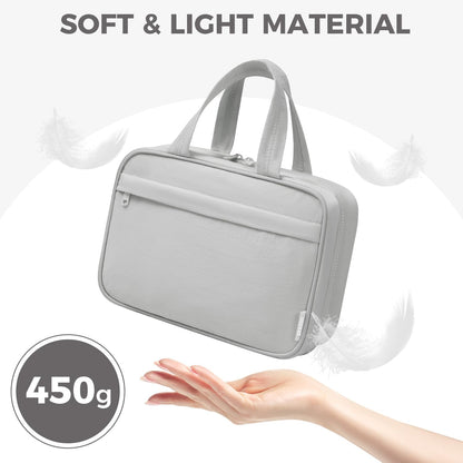 Toiletry Bag For women,Portable Hanging Organizer,4 Leakproof Compartment for full-sized Conditioner, Brushes Set, Makeup Accessories,Visible and easy to access.L-grey