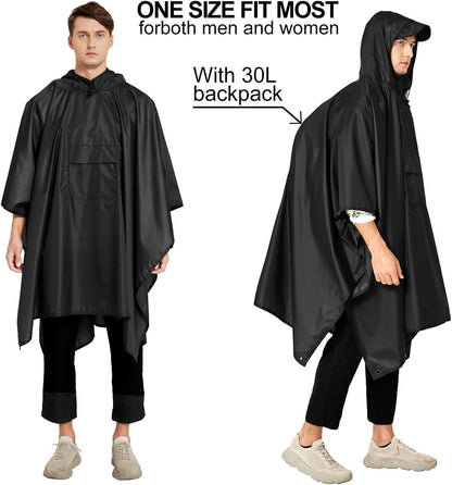 salamra Hooded Rain Poncho Waterproof Raincoat Jacket for Men/Women/Adults with Pocket
