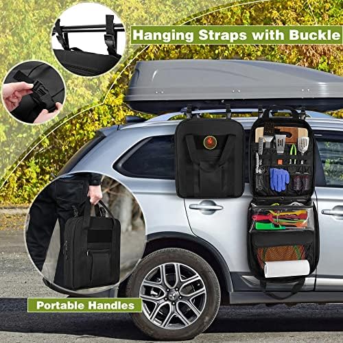 HODRANT Hanging Camp Utensil Organizer with Towel Paper Holder for Travel