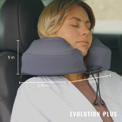 Cabeau Air Travel Pillow for Long Flights – Evolution Plus – U Shaped Memory Foam Neck Support – Removable, Washable Cover – Comfort On-The-Go for Airplane, Train, and Car (Black)