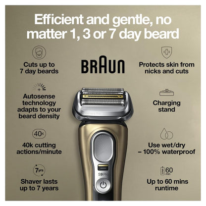 Braun Series 9 Pro 9419s Electric Shaver for Men, Wet & Dry Shave, Shaving Kit with 4+1 Head with ProLift Trimmer