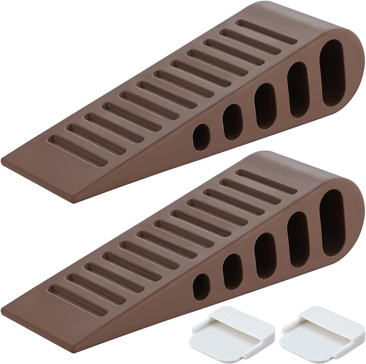 JQK Rubber Door Stopper Wedge, Bronze 2 Pack Soft TPR Premium Door Stops for Bottom of Heavy Duty Door on Tile, Concrete, Carpet, Wooden Floor, DSB61-ORB-P2