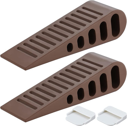 JQK Rubber Door Stopper Wedge, Bronze 2 Pack Soft TPR Premium Door Stops for Bottom of Heavy Duty Door on Tile, Concrete, Carpet, Wooden Floor, DSB61-ORB-P2