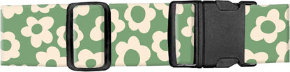 Luggage Straps for Suitcases, Adjustable Travel Belt, Durable Wide Luggage Strap, Cute Suitcase Strap Identifiers with Buckle, Bag Straps for Luggage, Grey Cute Flowers
