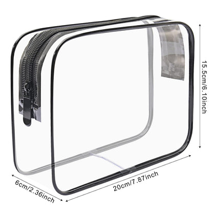 Lermende 2pcs Clear Toiletry Bag TSA Approved Travel Bag,Carry On for Travel,Airport Airline Accessories Compliant Bag,Quart Sized Makeup Cosmetic bag Women Men (Transparent Black, 3 Pack)