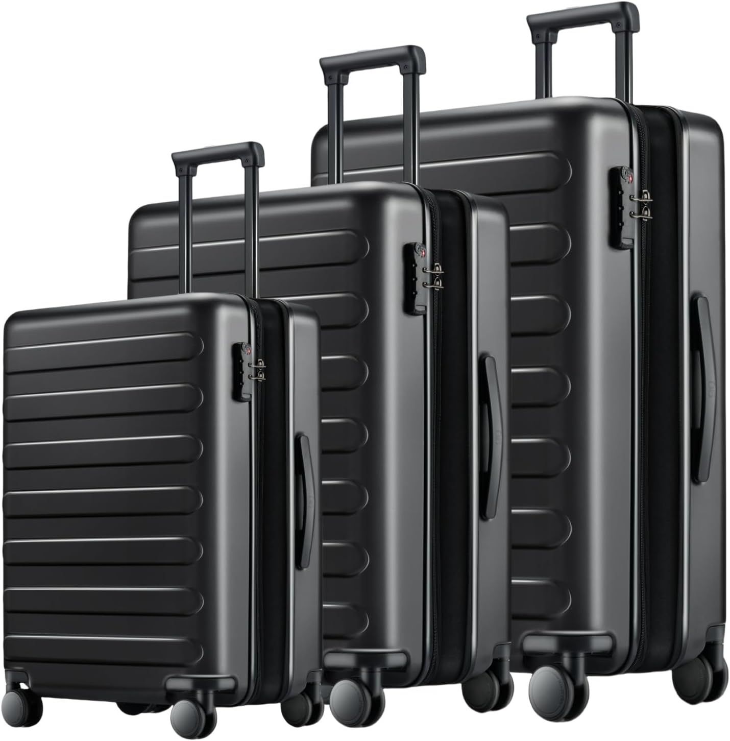 Carry on Luggage 22 X 14 X 9 Airline Approved, 20 Inch Luggage for 3-5 Days Travel, Double Spinner Wheels, 100% Hardshell PC, TSA Lock (00-Black (Expandable), Set 3PCS (20-Inch/24-Inch/28-Inch))