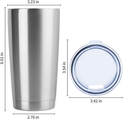 DOMICARE 20oz Stainless Steel Tumbler Bulk with Lid, Double Wall Vacuum Insulated Travel Mug, Powder Coated Coffee Cup, Stainless Steel, 8 Pack
