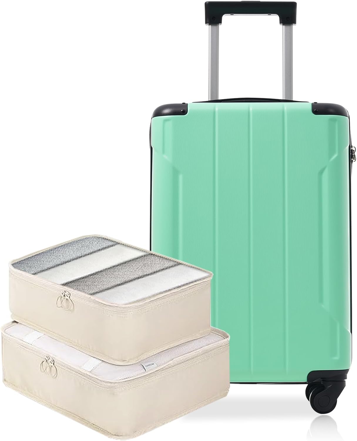 Merax Carry on Luggage Set, 20 Inch Hardshell ABS Suitcase with Spinner Wheels, Built-in TSA Lock & 2 Packing Cubes Airline Approved for Business Weekend Travel