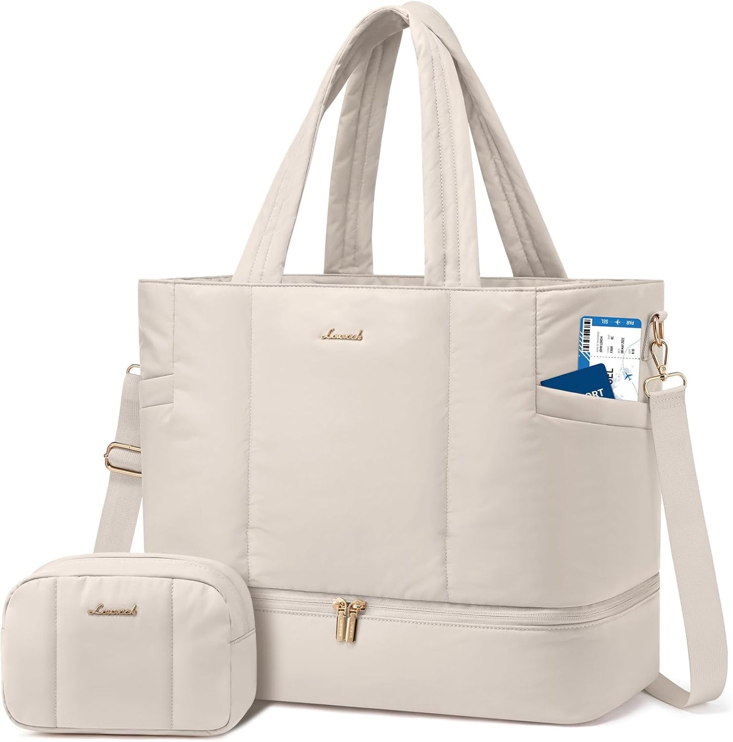 LOVEVOOK Travel Duffle Bag, Puffer Weekender Bags for Women with Shoe Compartment, Carry On Overnight Hospital Bag, Gym Tote