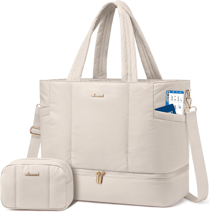 LOVEVOOK Travel Duffle Bag, Puffer Weekender Bags for Women with Shoe Compartment, Carry On Overnight Hospital Bag, Gym Tote