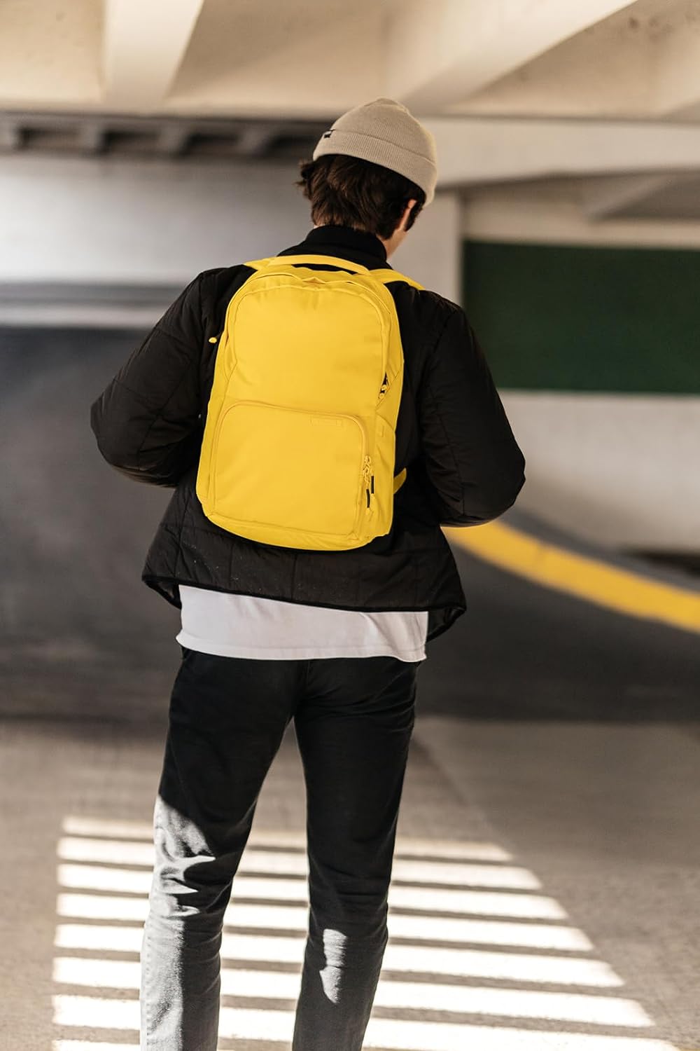 BREVITE The Backpack- Casual daypack backpacks for every function. Compact but spacious 18L aesthetic traveling backpack with laptop compartment. (Tan)