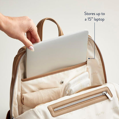 Itzy Ritzy Eras Diaper Bag Backpack – Large Capacity Backpack Diaper Bag Featuring Sleek Design, 15 Pockets, Changing Pad, Stroller Straps, and Luggage Sleeve (Chai)