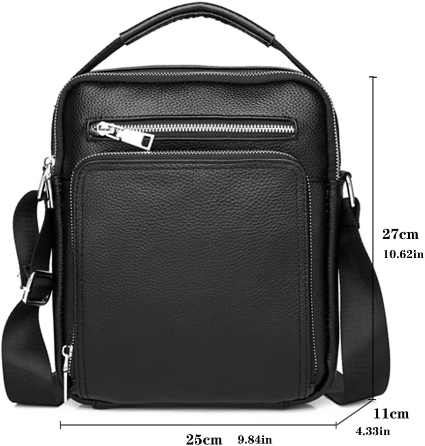 KPYWZER Genuine Leather Shoulder Bag Small Men Messenger Pack Handbag Sling Crossbody Bag Man Purse for Business