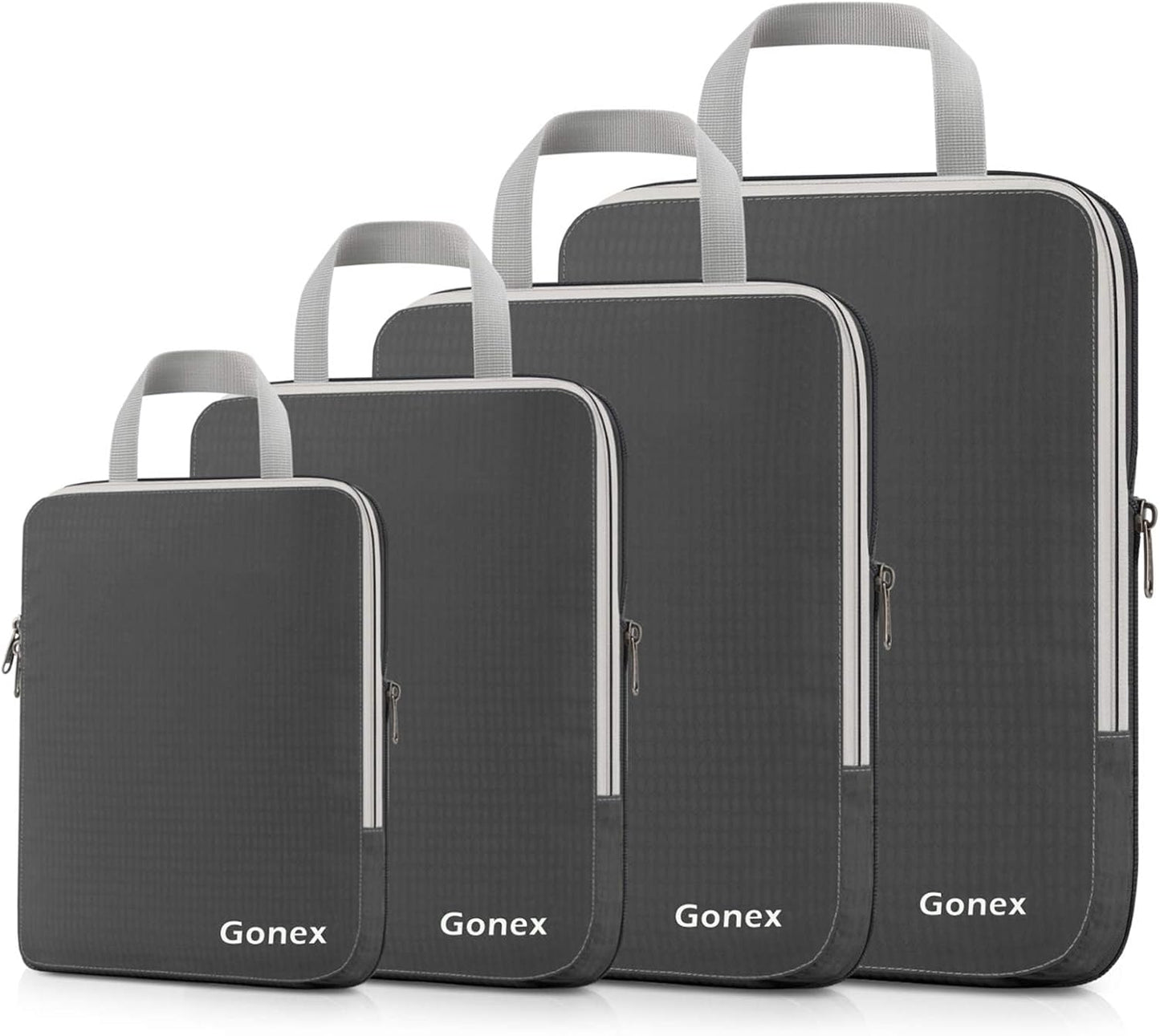 Gonex Compression Packing Cubes, 3pcs/4pcs Expandable Storage Travel Luggage Bags Organizers