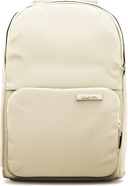 BREVITE The Backpack- Casual daypack backpacks for every function. Compact but spacious 18L aesthetic traveling backpack with laptop compartment. (Tan)