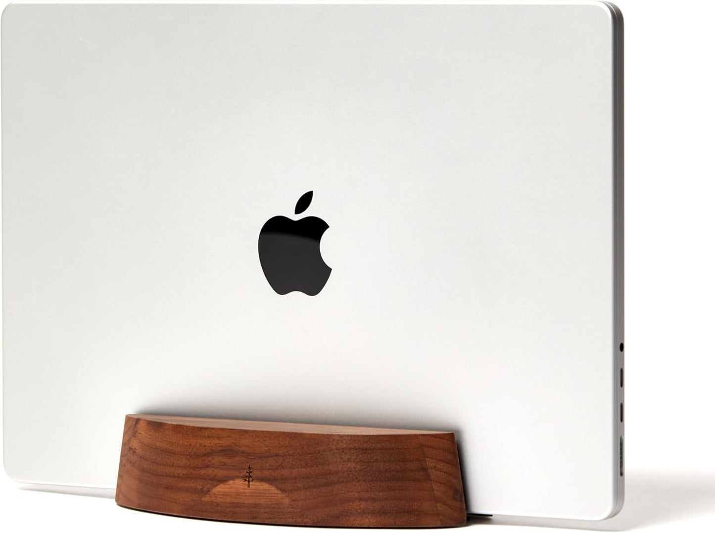 Nordik Adjustable Vertical Laptop Stand - Walnut - Premium Laptop Holder for Home Office, Software Engineers - Space Saving Desk Laptop Dock - Stable Non-Slip Wood Stand - MacBook Pro