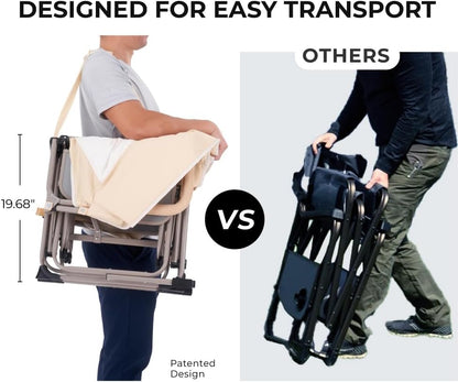 Heavy Duty Portable Folding Camping Chair for Adults with Padded | for Outdoor & Sports, Backpacking, Beach, Lawn, Hunting, Tailgating, Fishing | Supports 400 Lbs (Double, Beige)