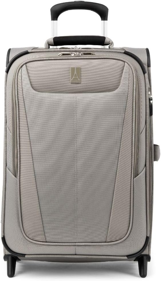 Travelpro Maxlite 5 Softside Expandable Upright 2 Wheel Carry on Luggage, Lightweight Suitcase, Men and Women, Champagne, Carry On 22-Inch