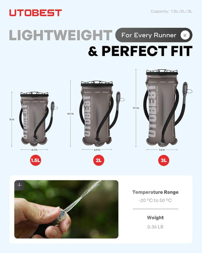 Hydration Bladder,TPU Water Bladder,Water Bladder for Hiking Backpack,BPA Free,Wide Opening,Leak-Proof,Water Reservoir for Hiking Cycling Camping Running