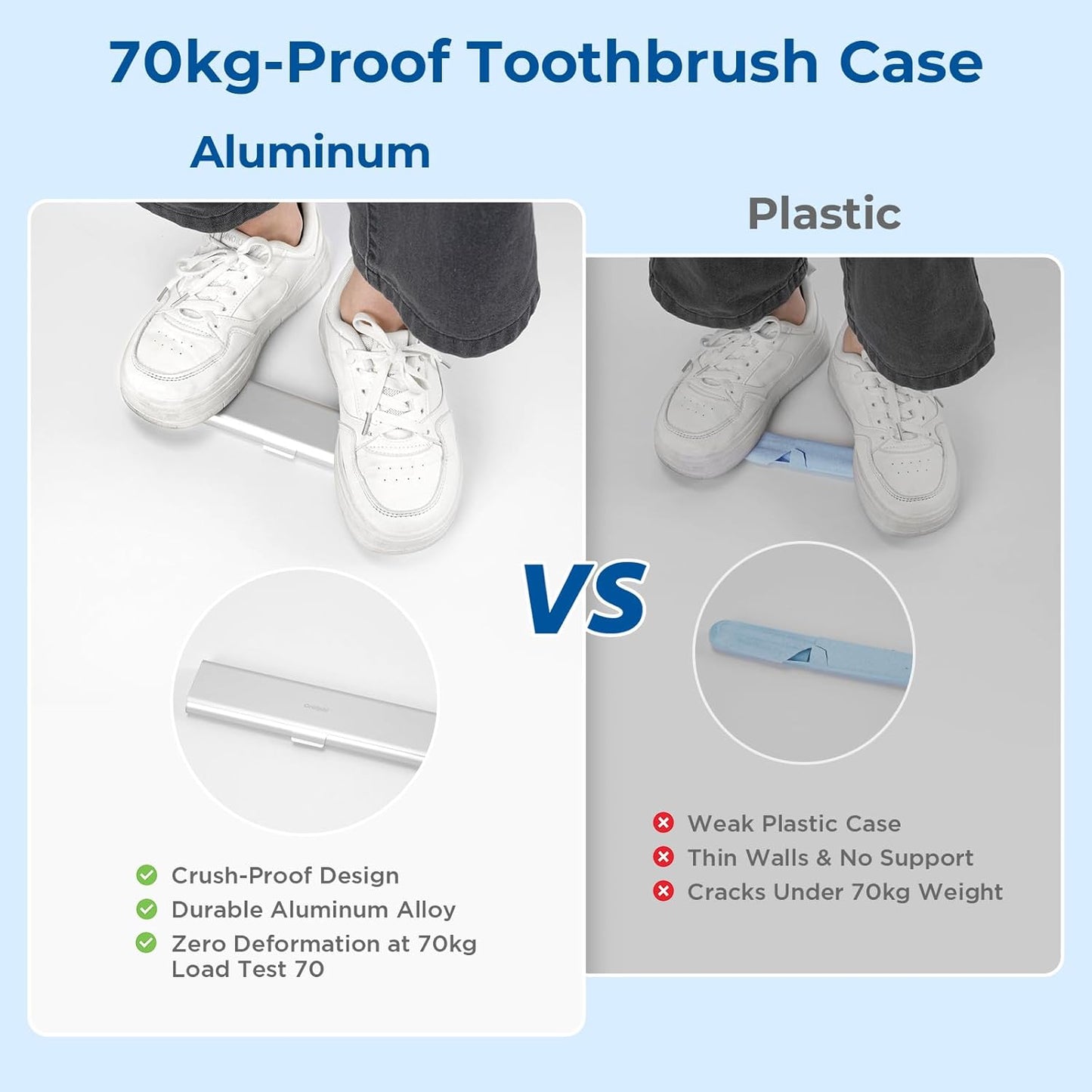 2 Pack Wider Aluminum Toothbrush Travel Case, Portable Travel Toothbrush Holder, Durable Manual Toothbrush Box Container for Traveling, Bathroom, Camping, Business Trip
