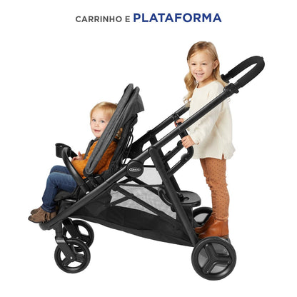 Graco Ready2Grow LX 2.0 Double Stroller Features Bench Seat and Standing Platform Options, Clark