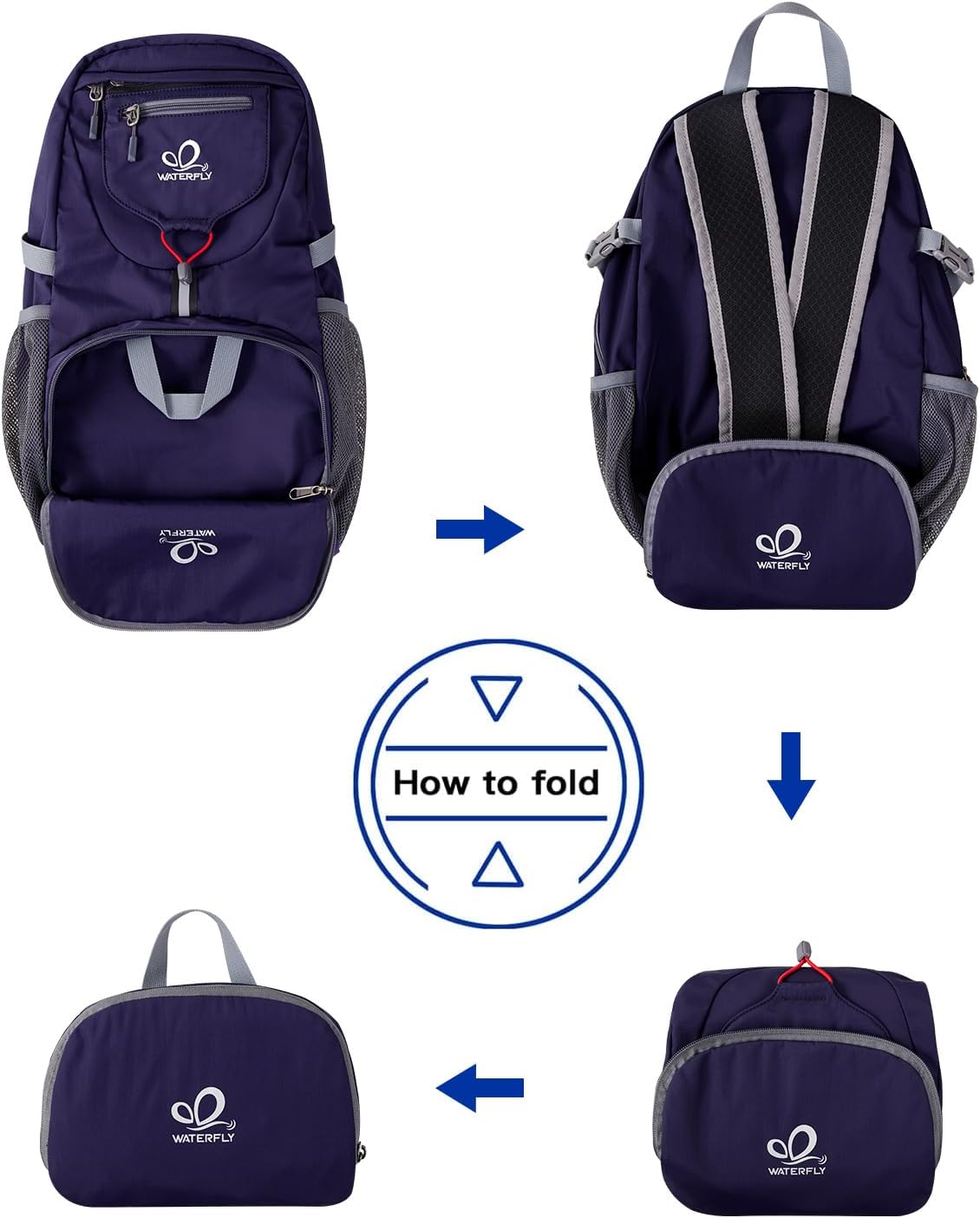 WATERFLY Small Lightweight Packable Backpack: 20l Ultra Light Foldable Travel Hiking Camping Daypack Day Pack for Man Woman