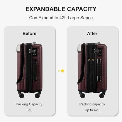 LEVEL8 Grace Carry on Luggage Airline Approved, 20 Inch Expandable Hardside - Image 7
