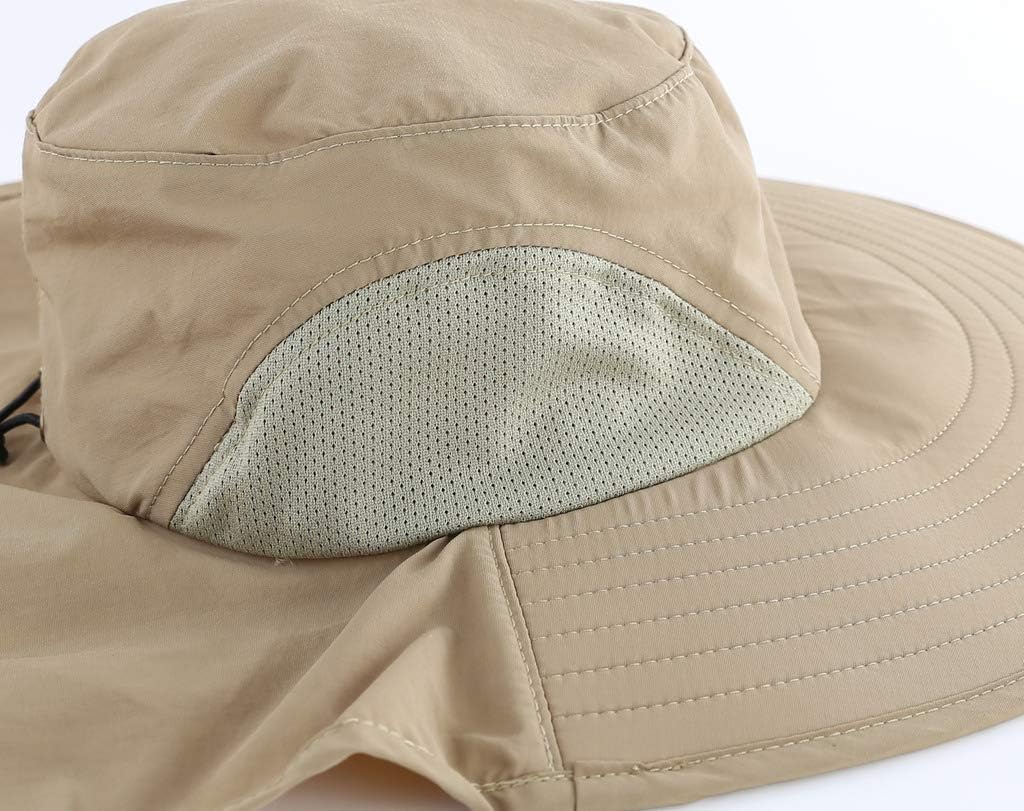 Home Prefer Outdoor UPF50+ Sun Hat Wide Brim Mesh Fishing Hat with Neck Flap