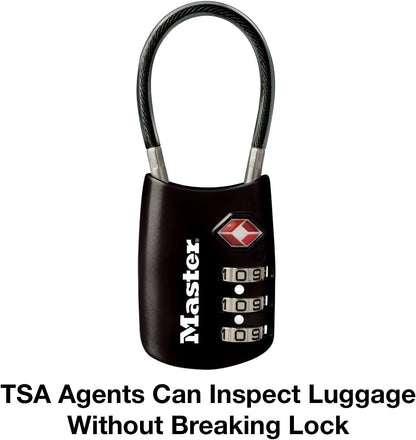 Master Lock 4688D Accepted Set Your Own Combination TSA Approved Luggage Lock, 1 Pack, Black