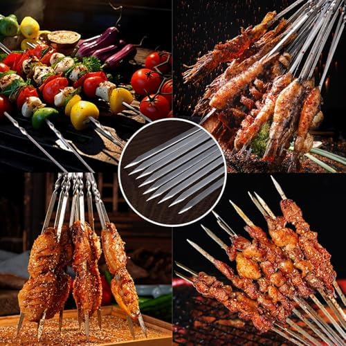Portable Charcoal Grills With 40Pcs 14" Long Kabob Skewers, Heavy Duty Small Tabletop BBQ Grill, Easy to Carry Outdoor Camping Grill for Tailgating Backpacking Hiking Picnic Hiking Cooking