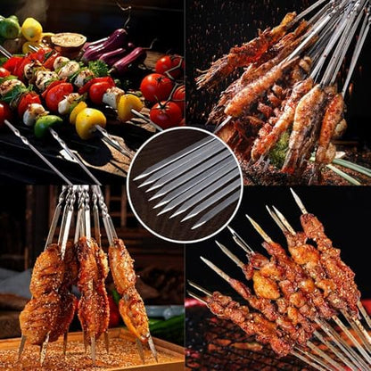 Portable Charcoal Grills With 40Pcs 14" Long Kabob Skewers, Heavy Duty Small Tabletop BBQ Grill, Easy to Carry Outdoor Camping Grill for Tailgating Backpacking Hiking Picnic Hiking Cooking