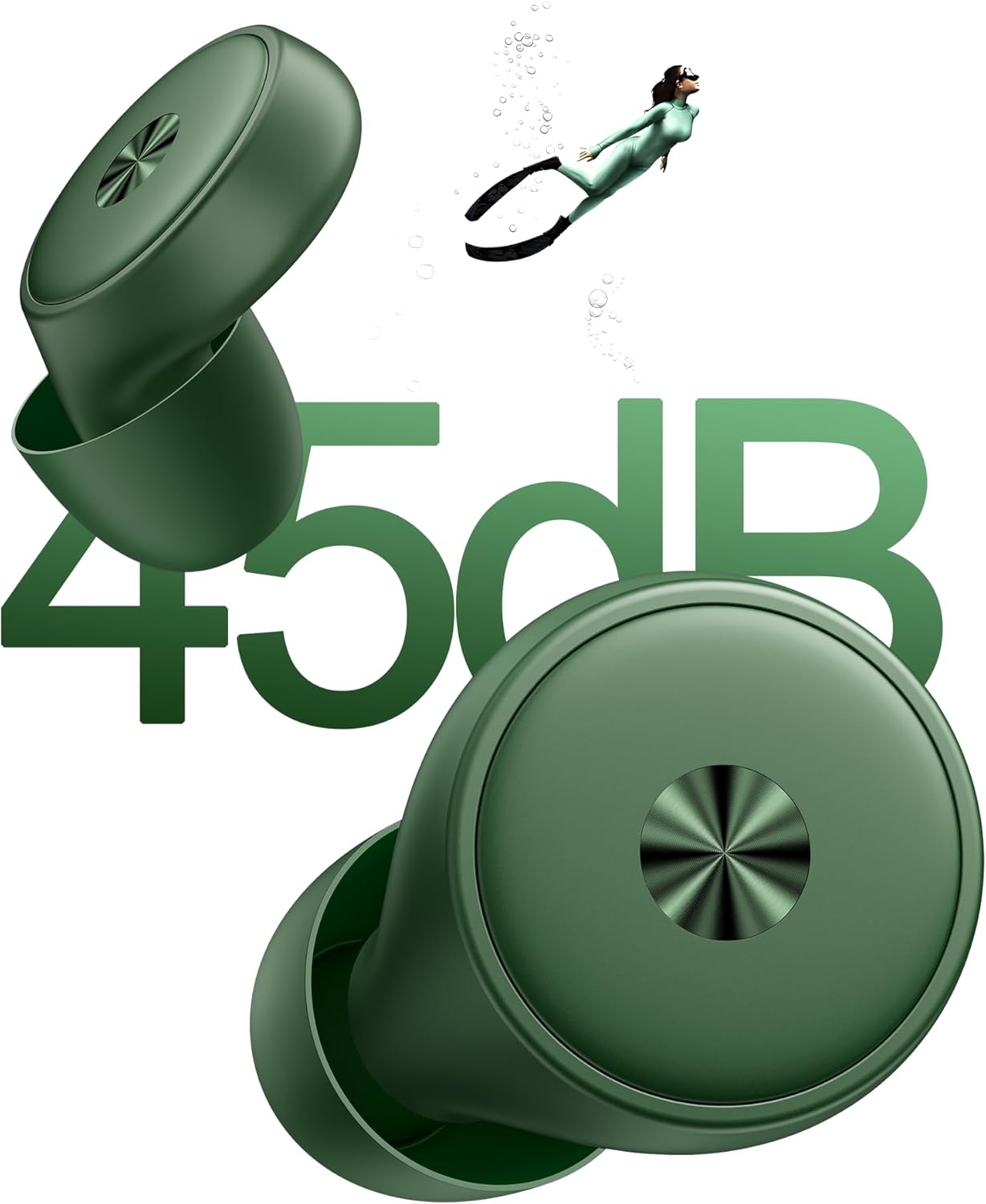 45dB Ear Plugs for Sleeping 0.1oz Ultra-Comfy Noise Cancelling Ear Plugs for Concerts, Deep Focus, Travel, Noise Reduction Ear Plug with 8 Ear Tips Reusable Earplugs with Carry Case Green