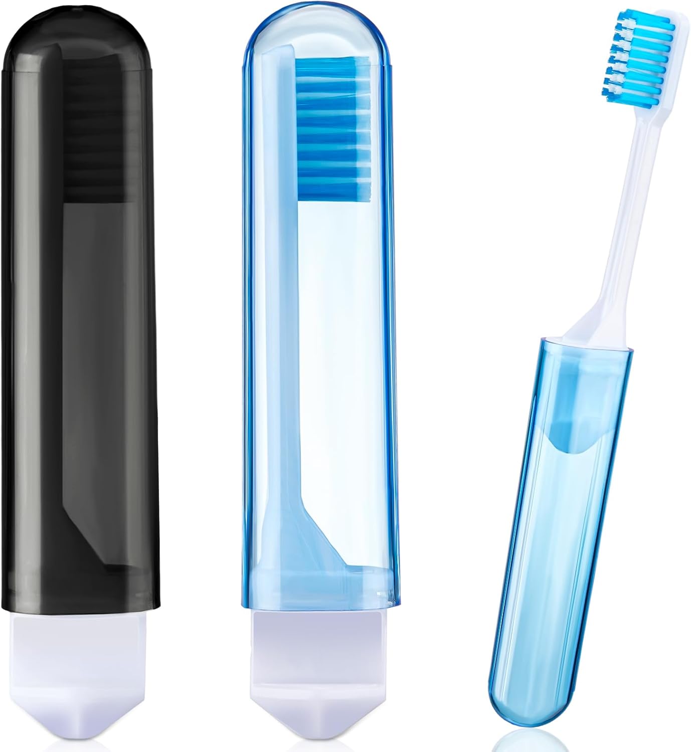 Patelai 2 Pieces Travel Toothbrush Set, Soft Bristle Mini Foldable Tooth Brush with Case, Individually Wrapped Small Portable Travel Size Toiletries Stuff for Camping (Classic Color)