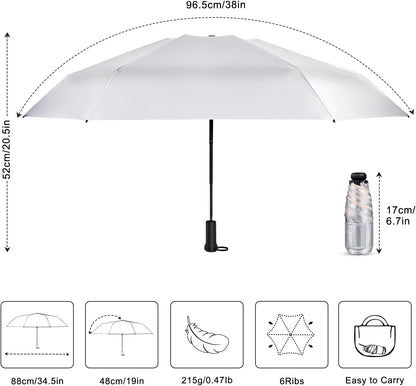 Mini Travel Umbrella - UPF 50+ Sun Protection Compact Manual Open Small Sun Umbrella