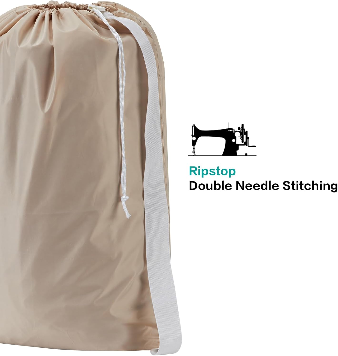 HOMEST 2 Pack XL Nylon Laundry Bag with Strap, Large Dirty Garments Organizer, Easy Fit a Hamper or Clothing Basket, Can Carry Up to 4 Loads of Clothes, Beige