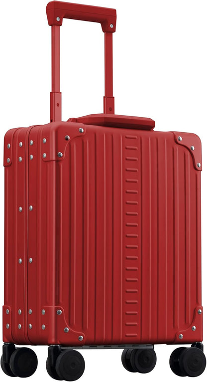 Aleon 16” Aluminum Vertical Underseat Carry-On Luggage - Luxury Business Briefcase with Wheels - Hardshell Suitcase for Airplane Travel (Ruby)