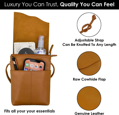 ili New York Leather Mini Sac Crossbody - Genuine Leather Crossbody Bags for Women with RFID Blocking, Adjustable Strap