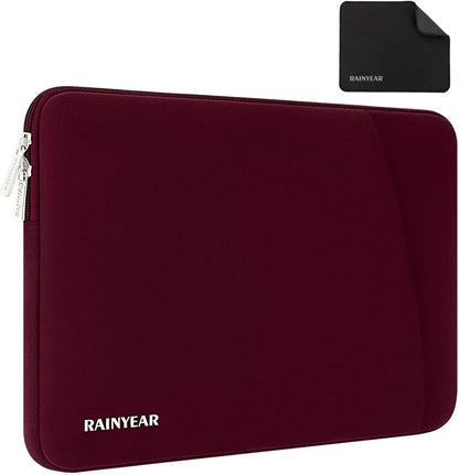 RAINYEAR Laptop Sleeve Case with Front Pocket, 13.3 Inch Protective Portable Case Briefcase Laptop Bag Cover Compatible with MacBook Air/Pro 13-13.3 inch, MacBook Pro/Max 14 inch, Red
