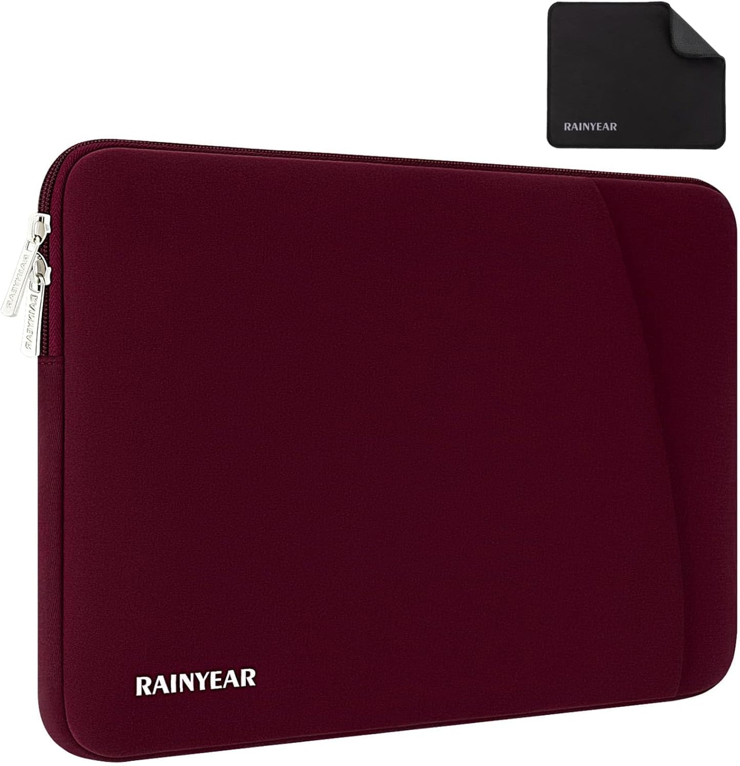 RAINYEAR Laptop Sleeve Case with Front Pocket, 15.6 Inch Protective Portable Case with Front Pocket, Briefcase Laptop Carrying Bag Cover Compatible for HP, Dell, Asus, Lenovo, Notebook, Red