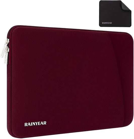 RAINYEAR Laptop Sleeve Case with Front Pocket, 15.6 Inch Protective Portable Case with Front Pocket, Briefcase Laptop Carrying Bag Cover Compatible for HP, Dell, Asus, Lenovo, Notebook, Red