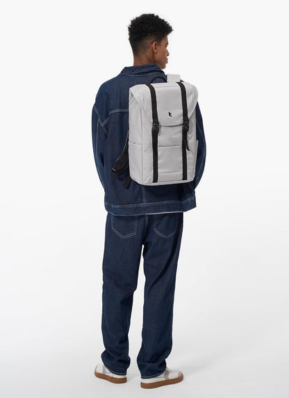 tomtoc Flap Laptop Backpack, Lightweight, Water-Resistant Casual Daypack, Durable Work-pack, Vintage Classic Rucksack for 13-15.6 Inch Laptop, perfect for Campus, Street, 22L Gray