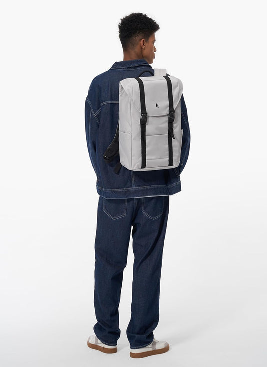 tomtoc Flap Laptop Backpack, Lightweight, Water-Resistant Casual Daypack, Durable Work-pack, Vintage Classic Rucksack for 13-15.6 Inch Laptop, perfect for Campus, Street, 22L Gray