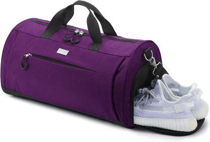 TOPDesign Gym Bag for Women & Men, Unisex Duffel Bag with Shoe Compartment & Wet Pocket for Travel Sports Gym (L Purple)