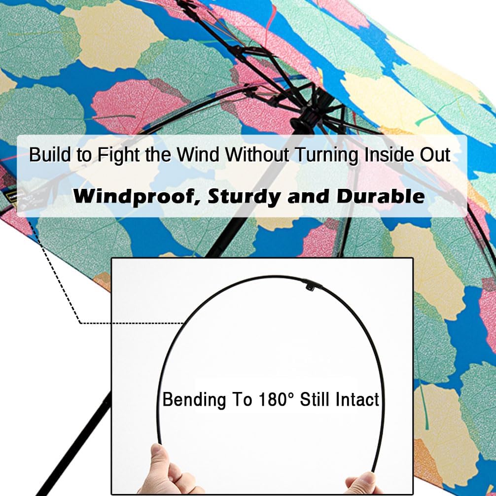 LANBRELLA Compact Reverse Folding Umbrella Auto Windproof Travel Umbrella