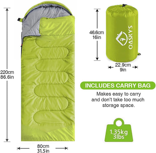 oaskys Camping Sleeping Bag - 3 Season Warm & Cool Weather - Summer Spring Fall Lightweight Waterproof for Adults Kids - Camping Gear Equipment, Traveling, and Outdoors
