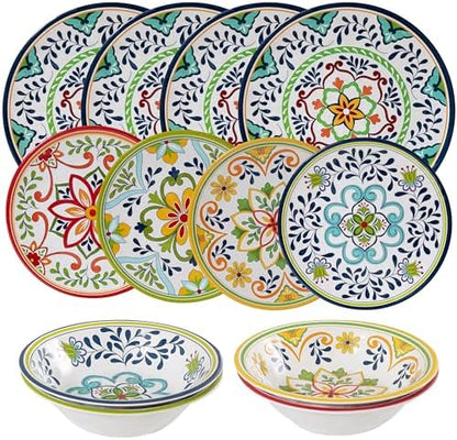 12 pcs Talavera Melamine Dinnerware Set, Service for 4