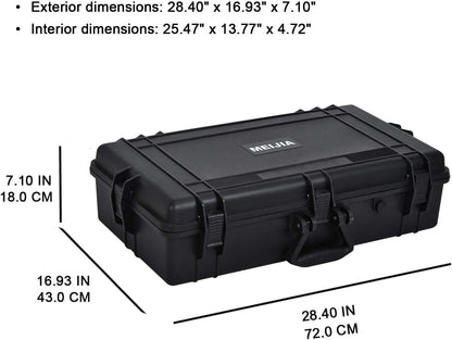 MEIJIA All Weather Waterproof Hard Camera Case,Hard Case with Customizable Fit Foam,Fit Use of Drones,Camera,Equipments,Pistols,Elegant Black (Black, 28.84"x16.92"X7.08")