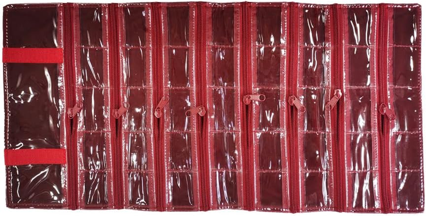 Travel Jewelry Roll Bag Portable Organizer Pouch With Grids&PVC Cover Storage Bags for Necklace, Bracelet, Bracelet,Ring, Badge, Pendant