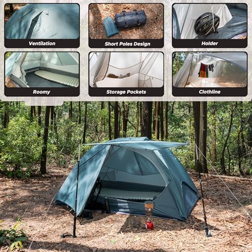 Wander Hawk 1-2 Person Backpacking Tent, Lightweight 1 Person / 2 Person Tent for Bikepacking Backpacking Camping & Hiking