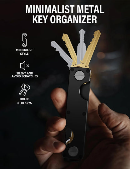 Key Organizer Key Holder Compact Key Case Minimalist Metal Key Chain Key Holder for Keychain Secures 8-10 Keys EDC